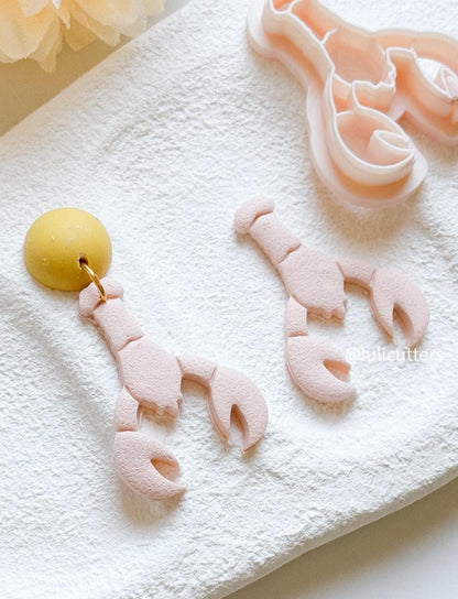 Lobster Clay Cutter with Imprint: Sea-Inspired Polymer Clay Earring Tool