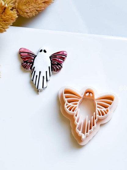 Winged Ghost Clay Cutter: Gothic Halloween Earring Mold - Polymer Clay Tool