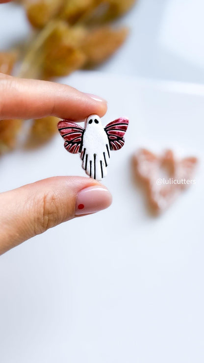 Winged Ghost Clay Cutter: Gothic Halloween Earring Mold - Polymer Clay Tool