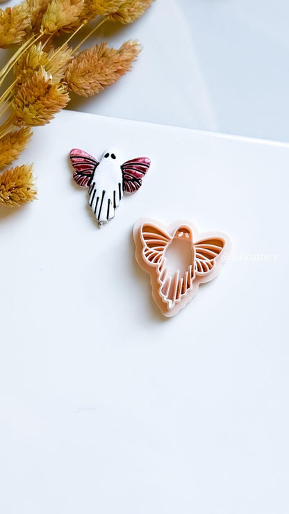 Winged Ghost Clay Cutter: Gothic Halloween Earring Mold - Polymer Clay Tool