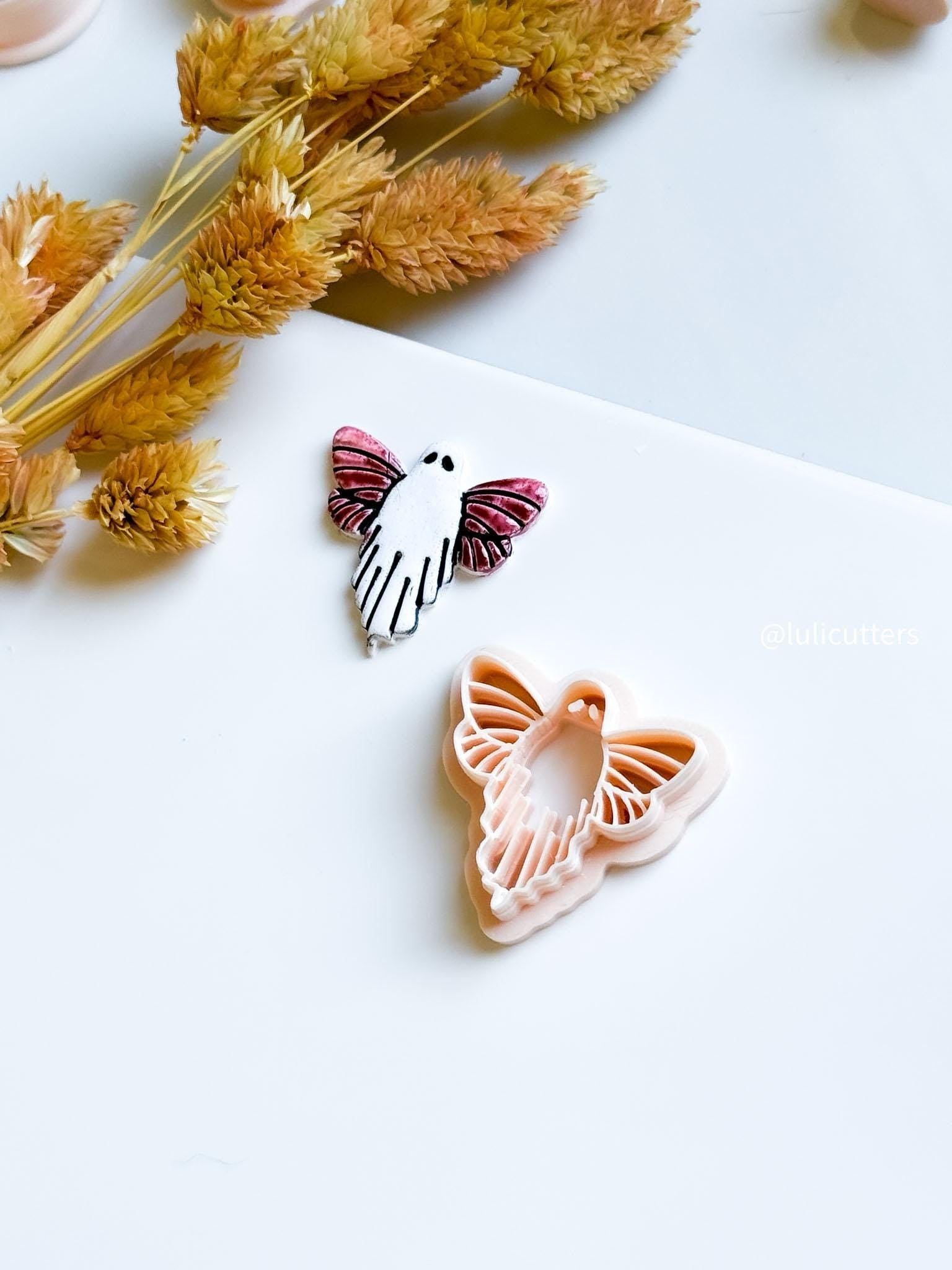 Winged Ghost Clay Cutter: Gothic Halloween Earring Mold - Polymer Clay Tool