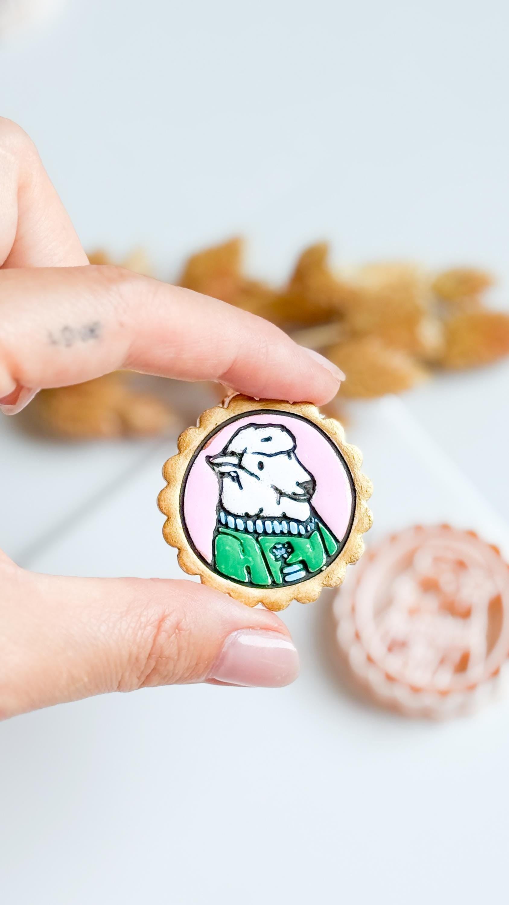 Scallop Frame Lamb with Flower Cozy Sweater Animal Polymer Clay Cutter 40 mm Mold