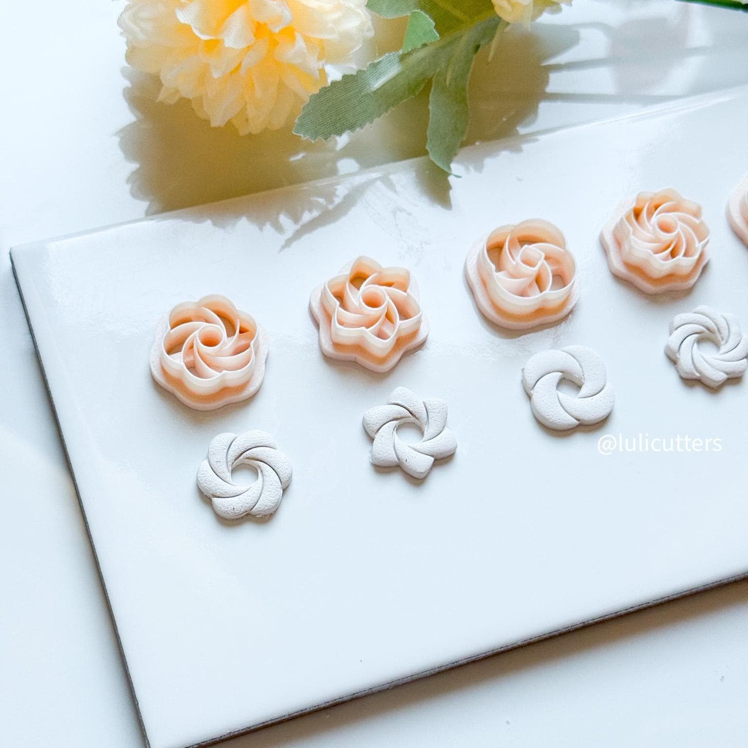 Floral Swirl Polymer Clay Cutter Set 6 Sizes (Stud & Dangle Friendly)