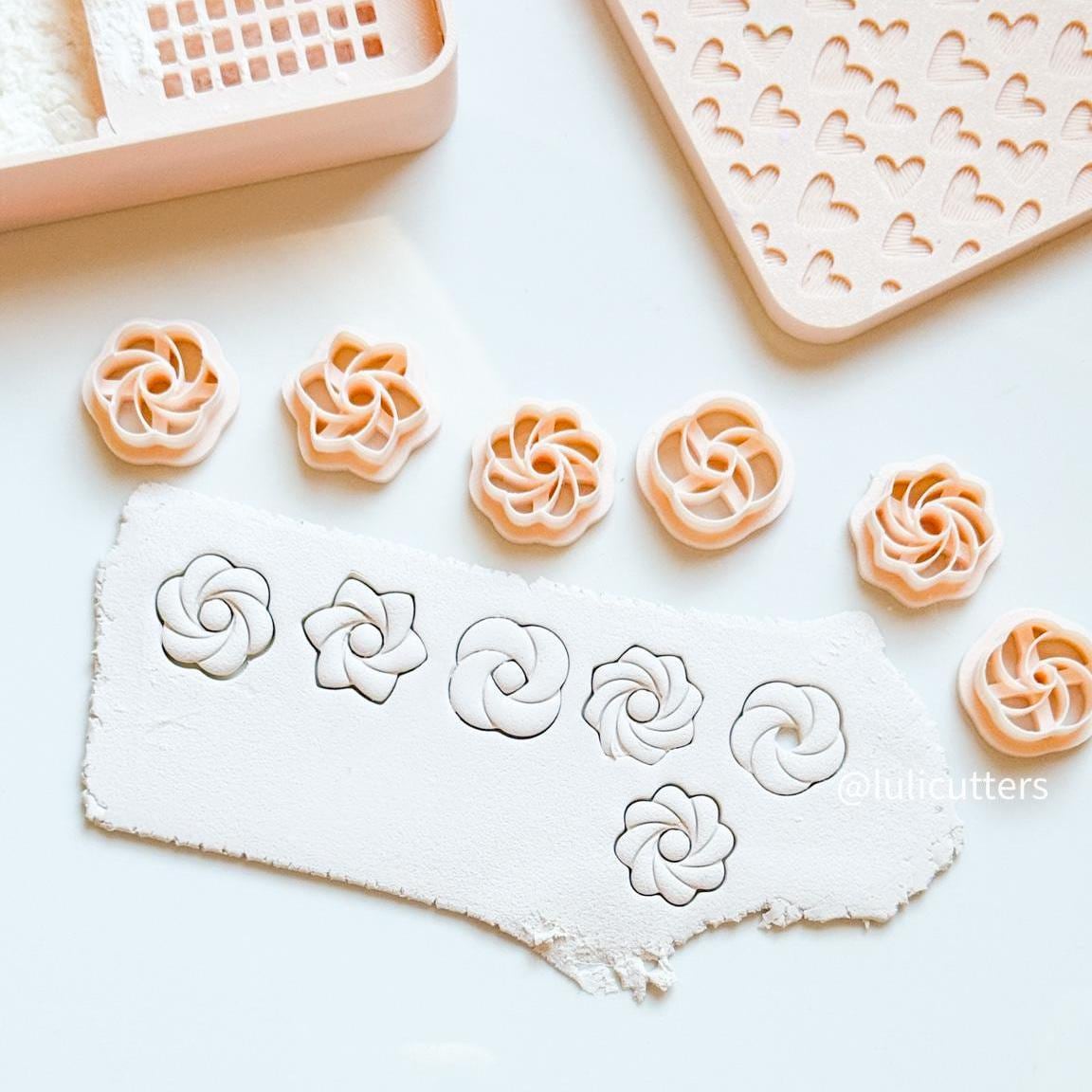 Floral Swirl Polymer Clay Cutter Set 6 Sizes (Stud & Dangle Friendly)