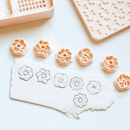 Floral Swirl Polymer Clay Cutter Set 6 Sizes (Stud & Dangle Friendly)