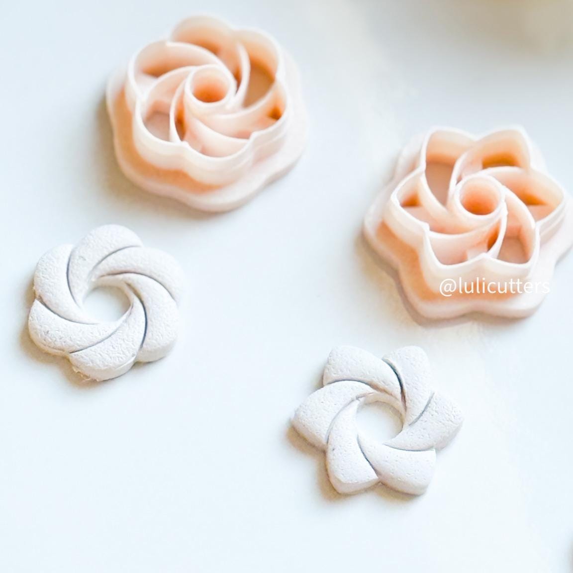 Floral Swirl Polymer Clay Cutter Set 6 Sizes (Stud & Dangle Friendly)