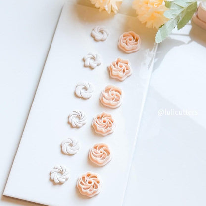 Floral Swirl Polymer Clay Cutter Set 6 Sizes (Stud & Dangle Friendly)