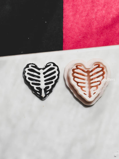 Heart Ribcage Clay Cutter Skeleton Imprint Earring Tool for Spooky Earrings