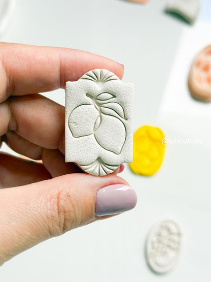 Fruit Imprint Clay Cutter Set 5-Piece Citrus, Pear, Grape & Lemon Polymer Clay Earring Cutters