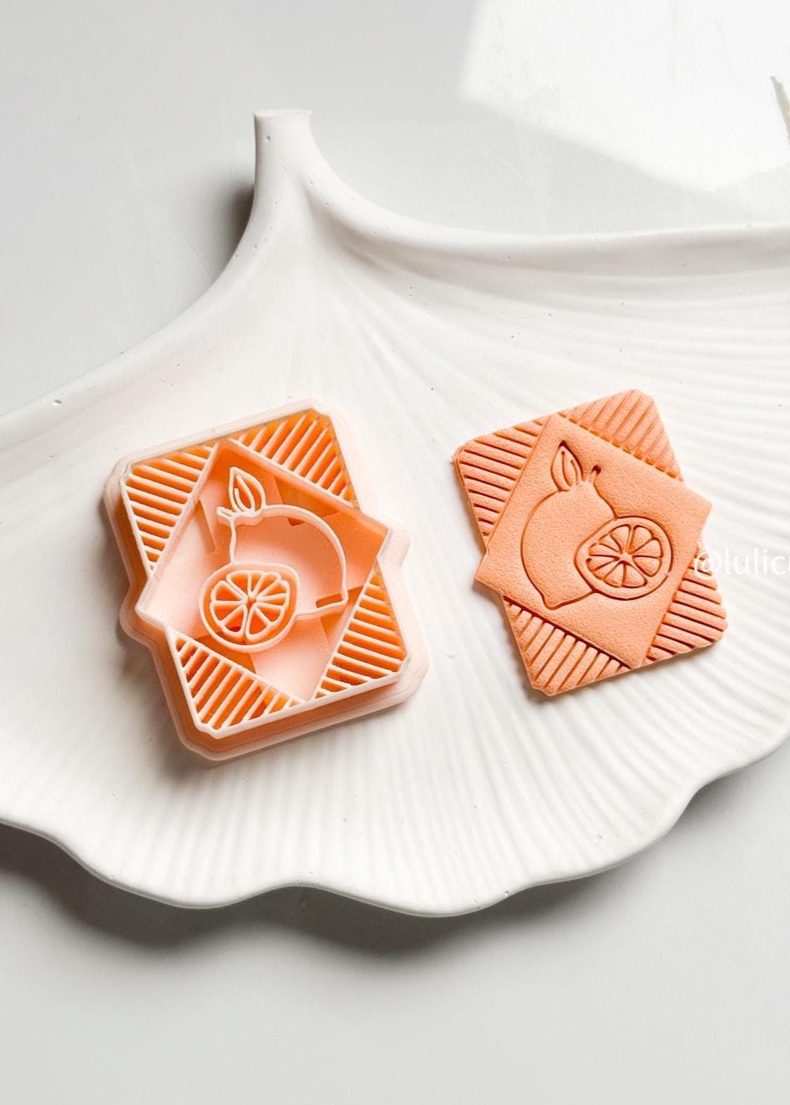 Fruit Imprint Clay Cutter Set 5-Piece Citrus, Pear, Grape & Lemon Polymer Clay Earring Cutters