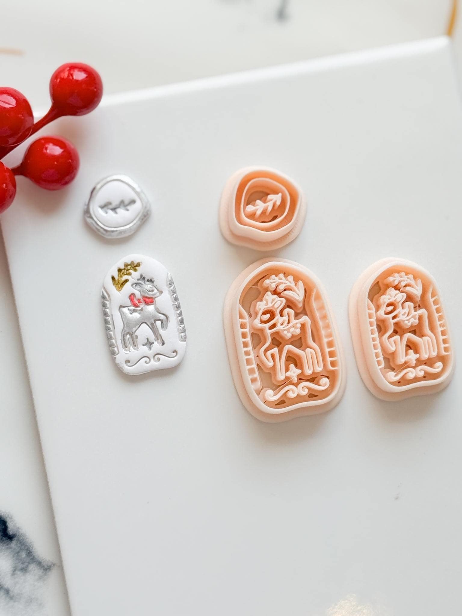 Winter Fairy Reindeer Trippant Polymer Clay Cutter Set Holiday Jewelry Design