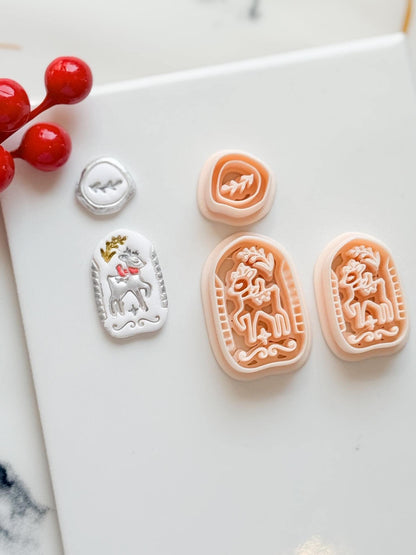 Winter Fairy Reindeer Trippant Polymer Clay Cutter Set Holiday Jewelry Design