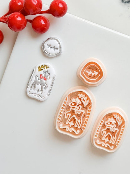 Winter Fairy Reindeer Trippant Polymer Clay Cutter Set Holiday Jewelry Design