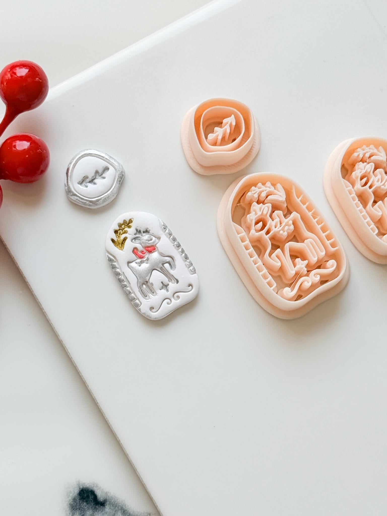 Winter Fairy Reindeer Trippant Polymer Clay Cutter Set Holiday Jewelry Design
