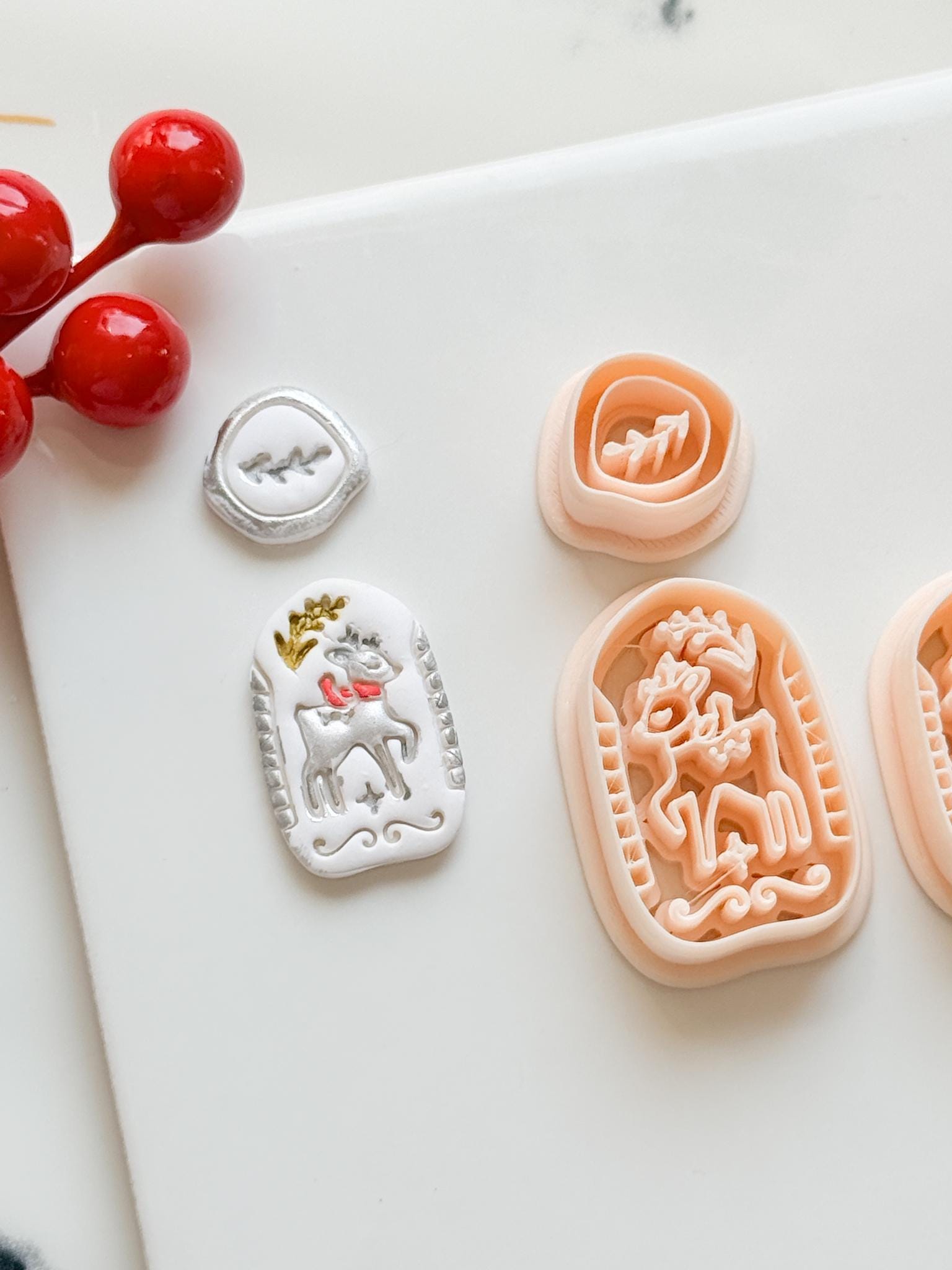 Winter Fairy Reindeer Trippant Polymer Clay Cutter Set Holiday Jewelry Design