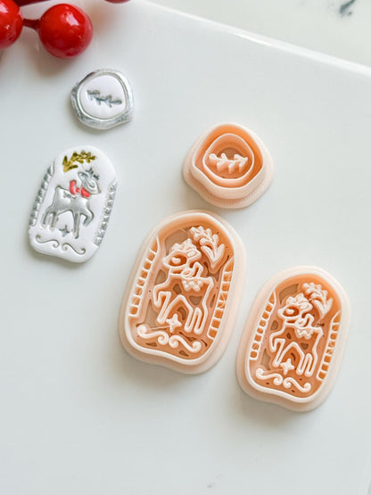 Winter Fairy Reindeer Trippant Polymer Clay Cutter Set Holiday Jewelry Design