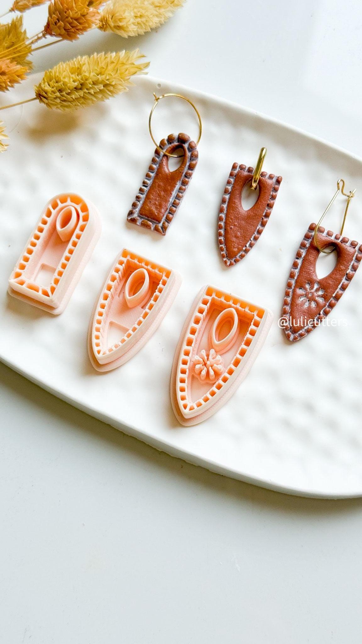 Charm Polymer Clay Cutter Set Arch & Shield DIY Clay Earrings