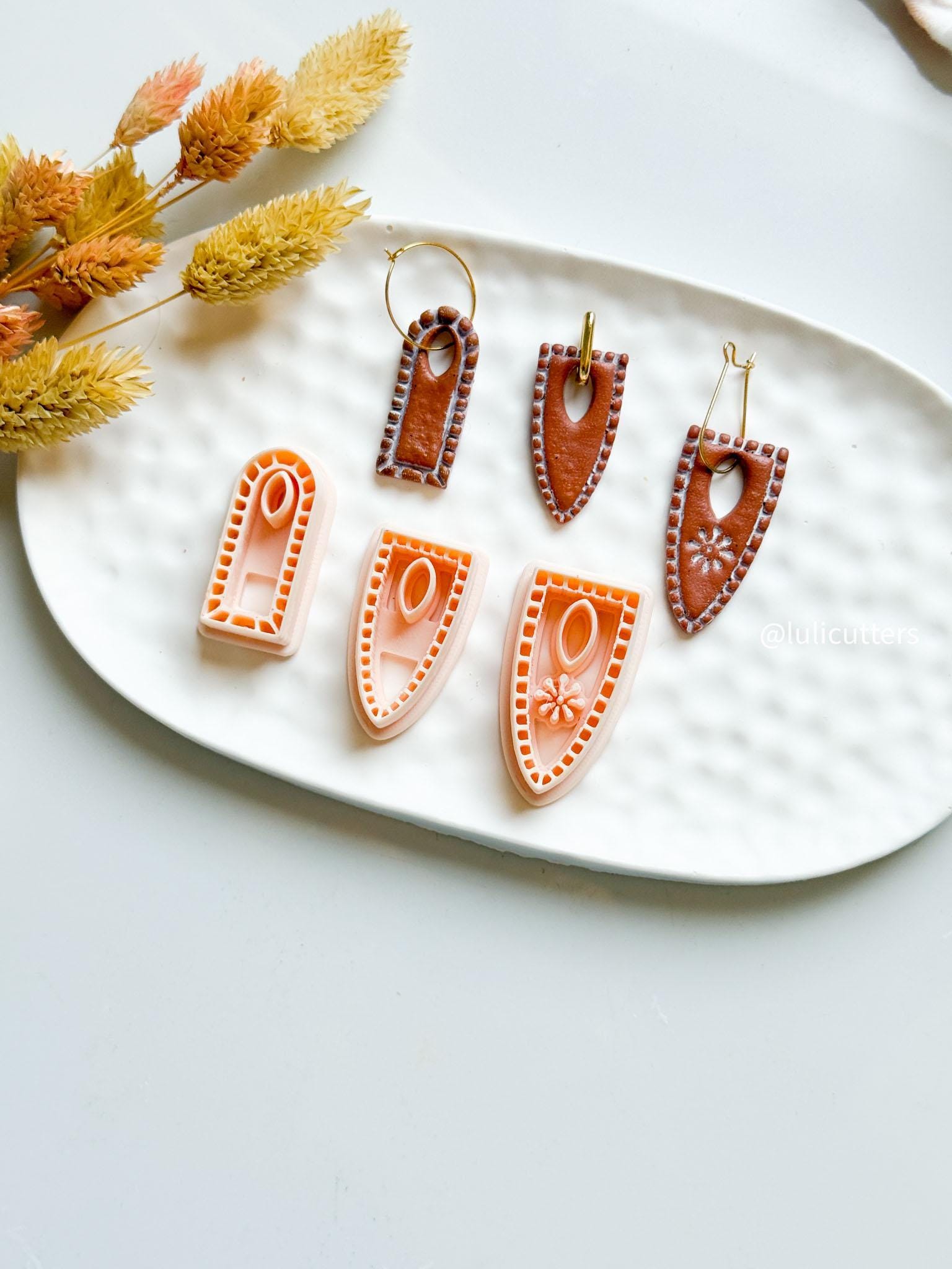 Charm Polymer Clay Cutter Set Arch & Shield DIY Clay Earrings