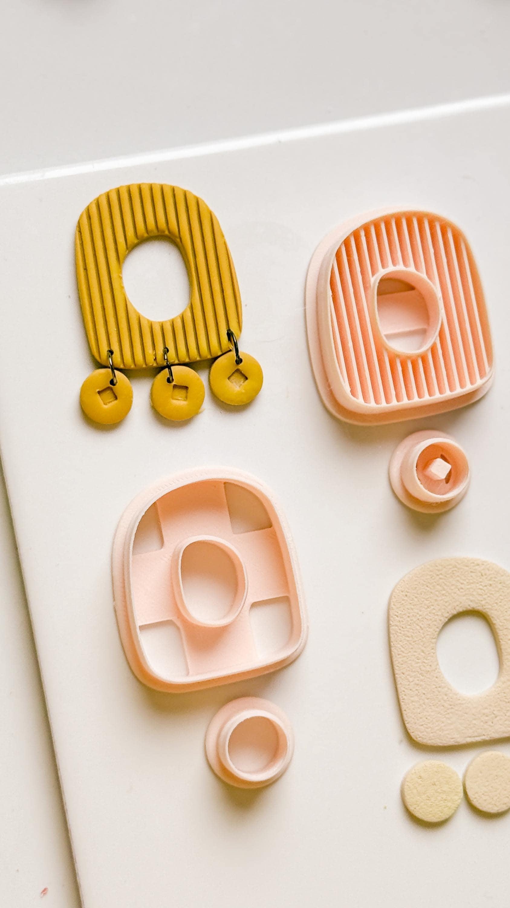 Ribbed Arch Clay Cutter Set: Circle Drop Earring Molds - Majolica Collection