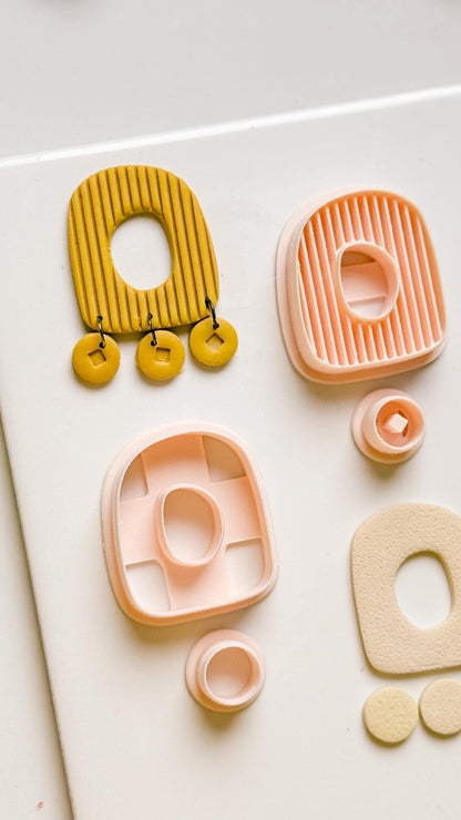 Ribbed Arch Clay Cutter Set: Circle Drop Earring Molds - Majolica Collection