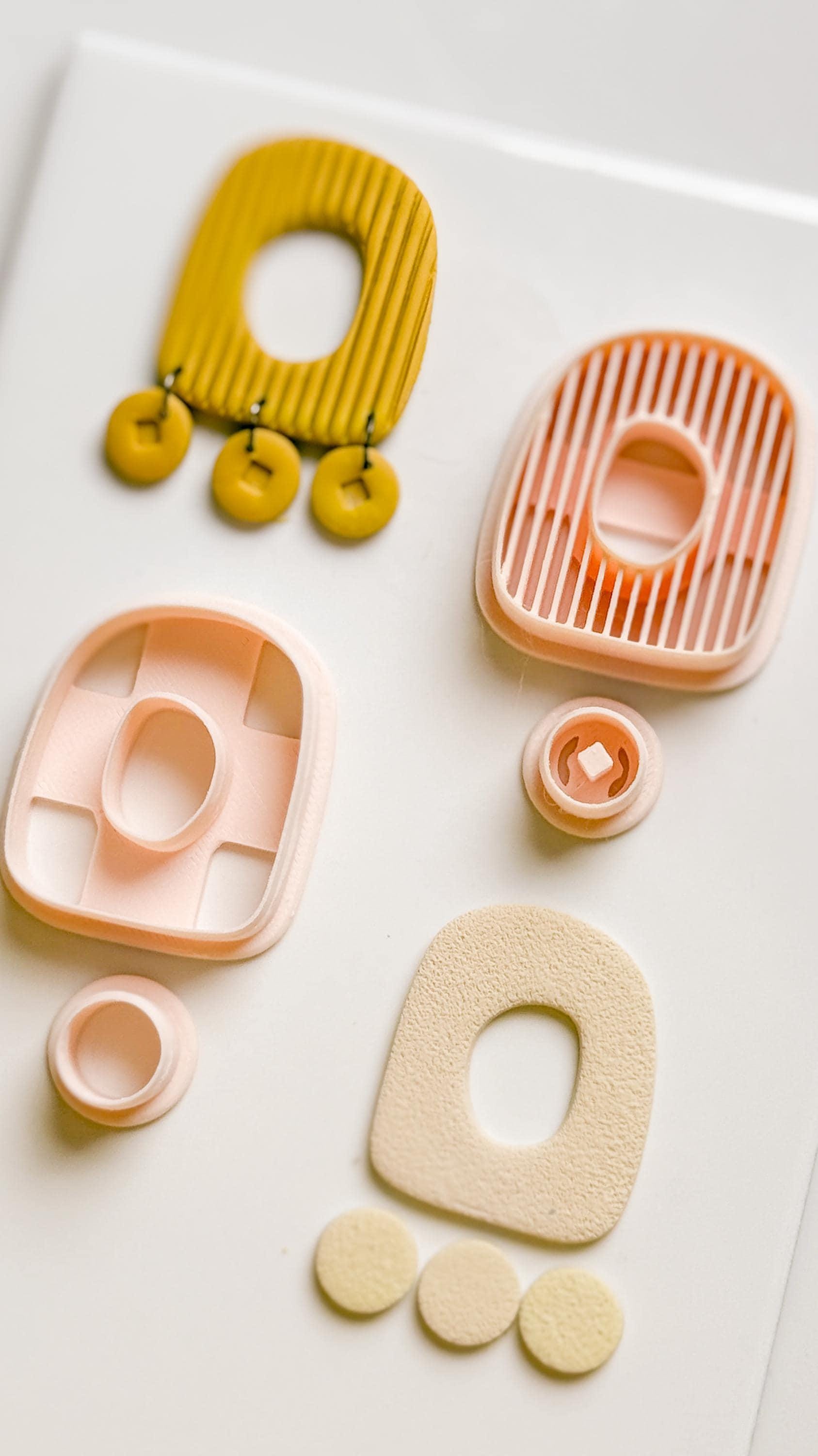 Ribbed Arch Clay Cutter Set: Circle Drop Earring Molds - Majolica Collection