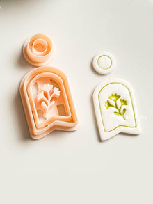 Botanical Arch Clay Earring Cutter Set Includes Flower Frame Base + Circle Topper