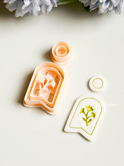 Botanical Arch Clay Earring Cutter Set Includes Flower Frame Base + Circle Topper