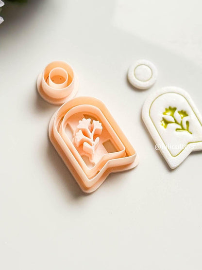 Botanical Arch Clay Earring Cutter Set Includes Flower Frame Base + Circle Topper