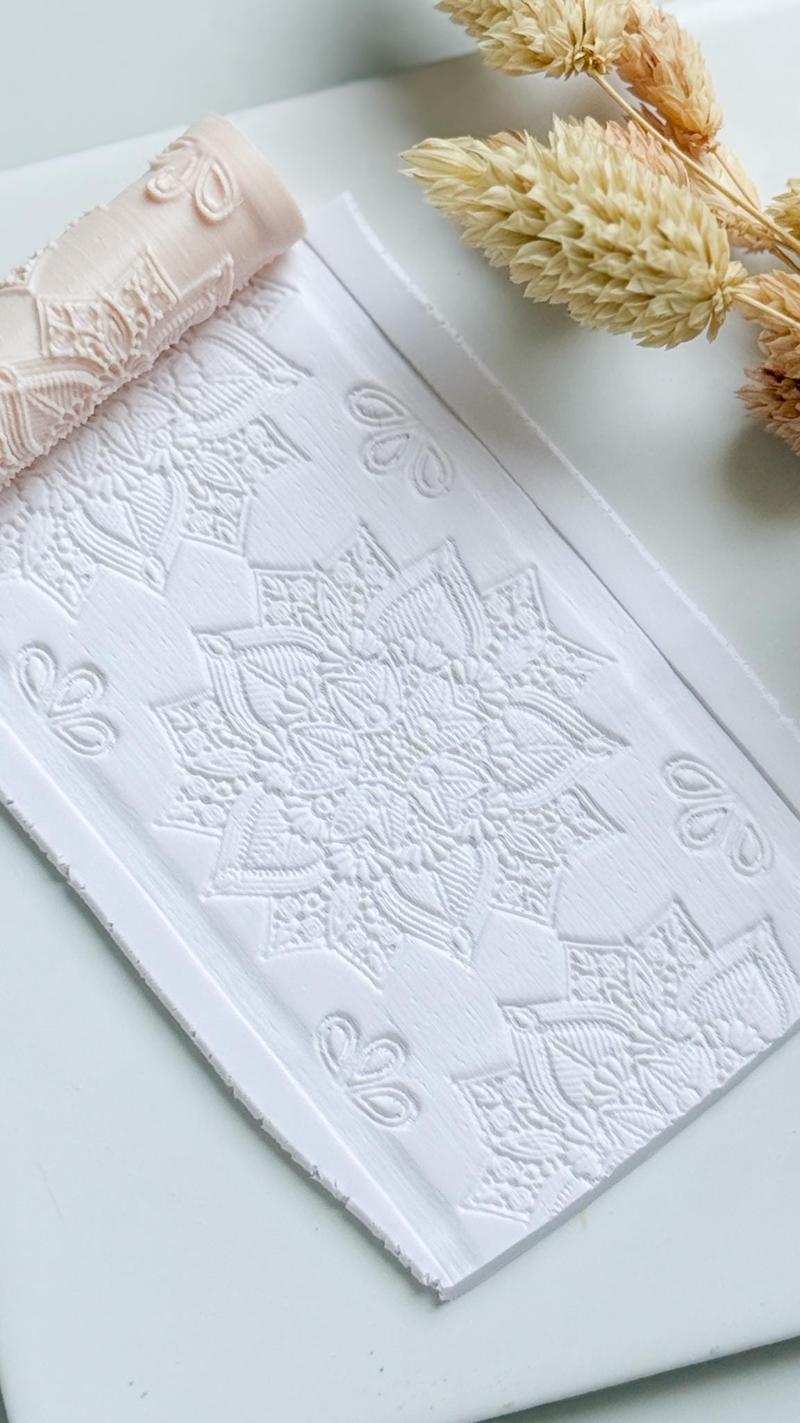 Floral Geometric Pattern Polymer Clay Roller Embossing Texture Tool