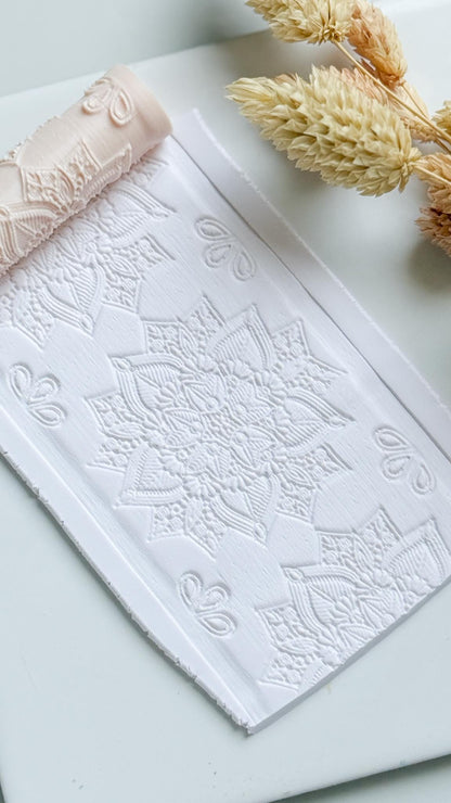 Floral Geometric Pattern Polymer Clay Roller Embossing Texture Tool