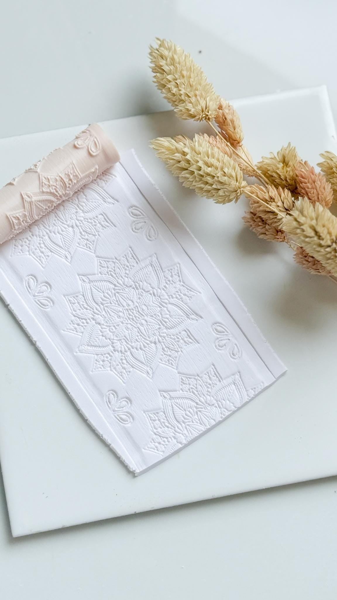 Floral Geometric Pattern Polymer Clay Roller Embossing Texture Tool