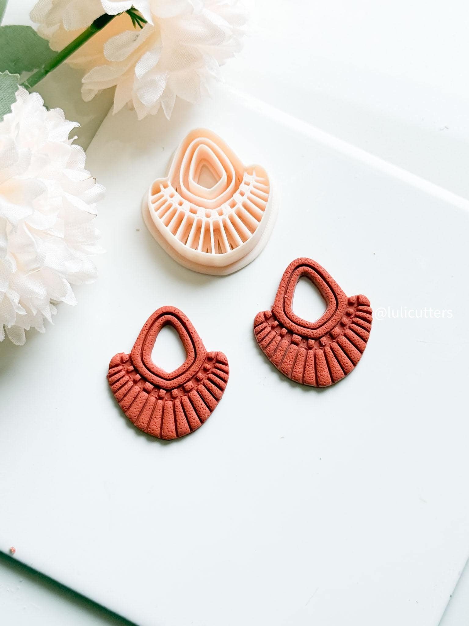 Boho Fan Cutter | Polymer Clay Earring Cutter with Imprint Details