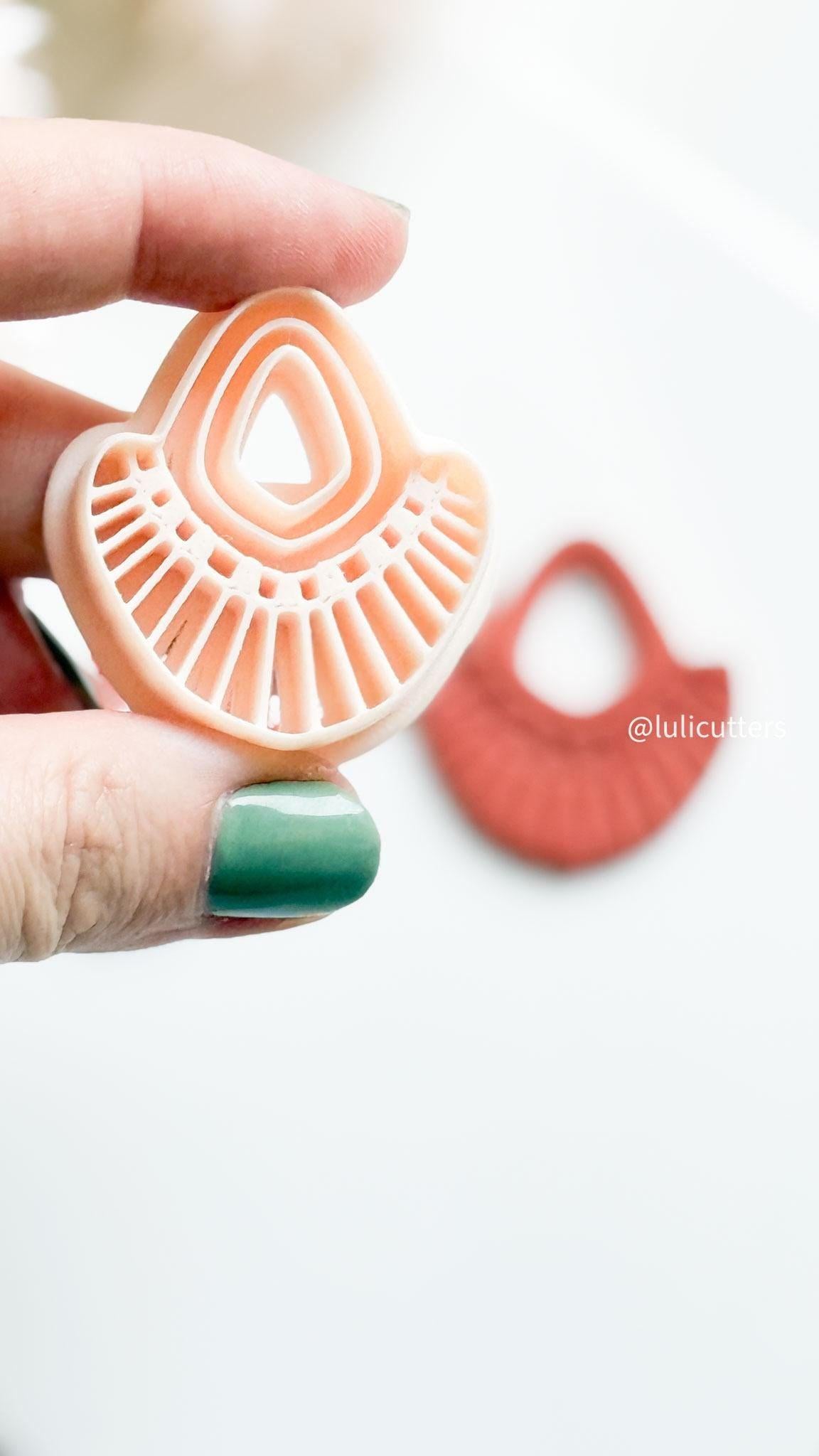 Boho Fan Cutter | Polymer Clay Earring Cutter with Imprint Details