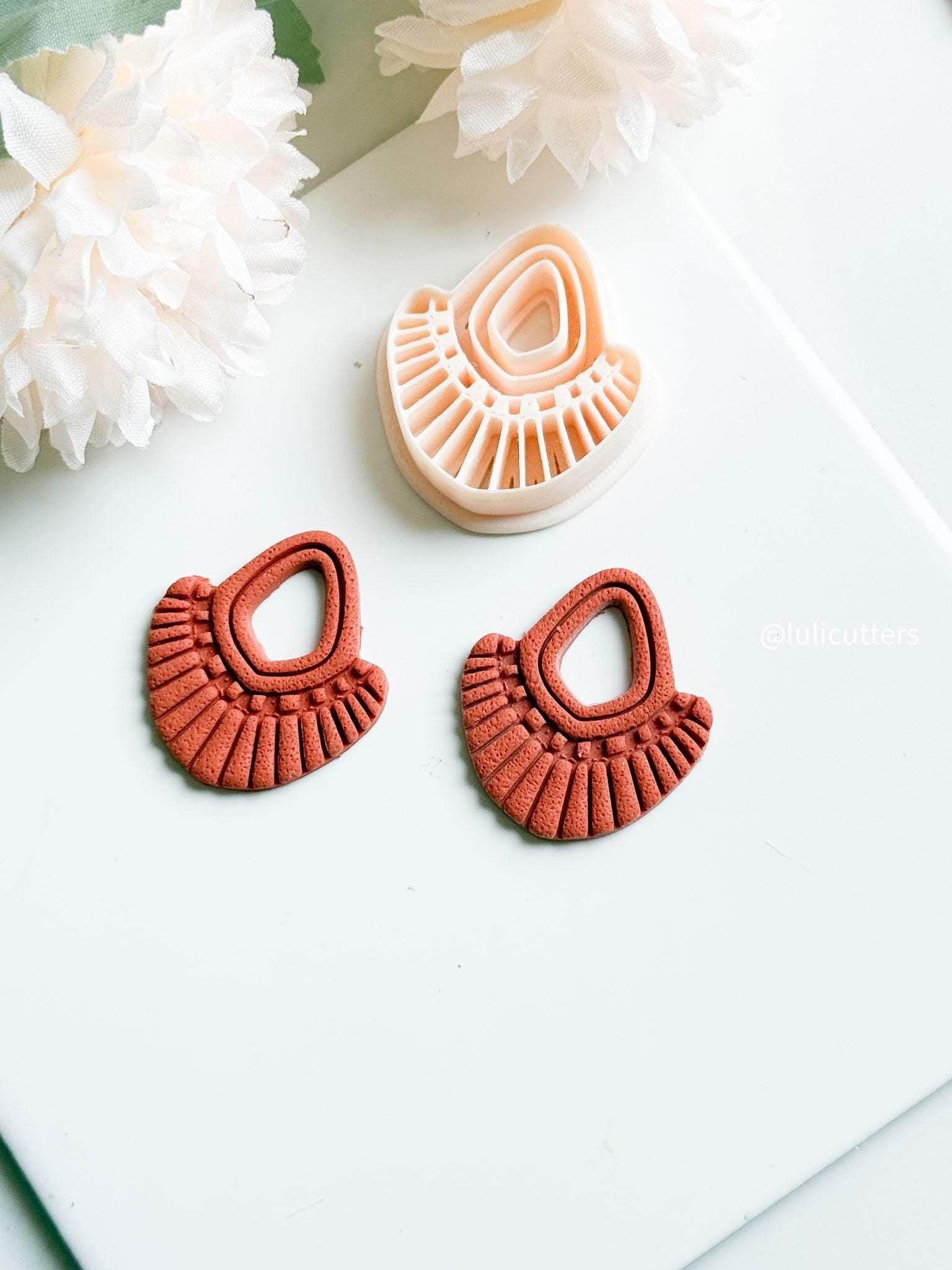 Boho Fan Cutter | Polymer Clay Earring Cutter with Imprint Details