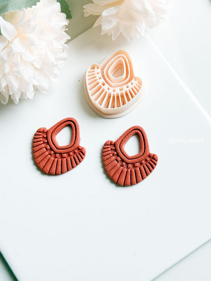 Boho Fan Cutter | Polymer Clay Earring Cutter with Imprint Details