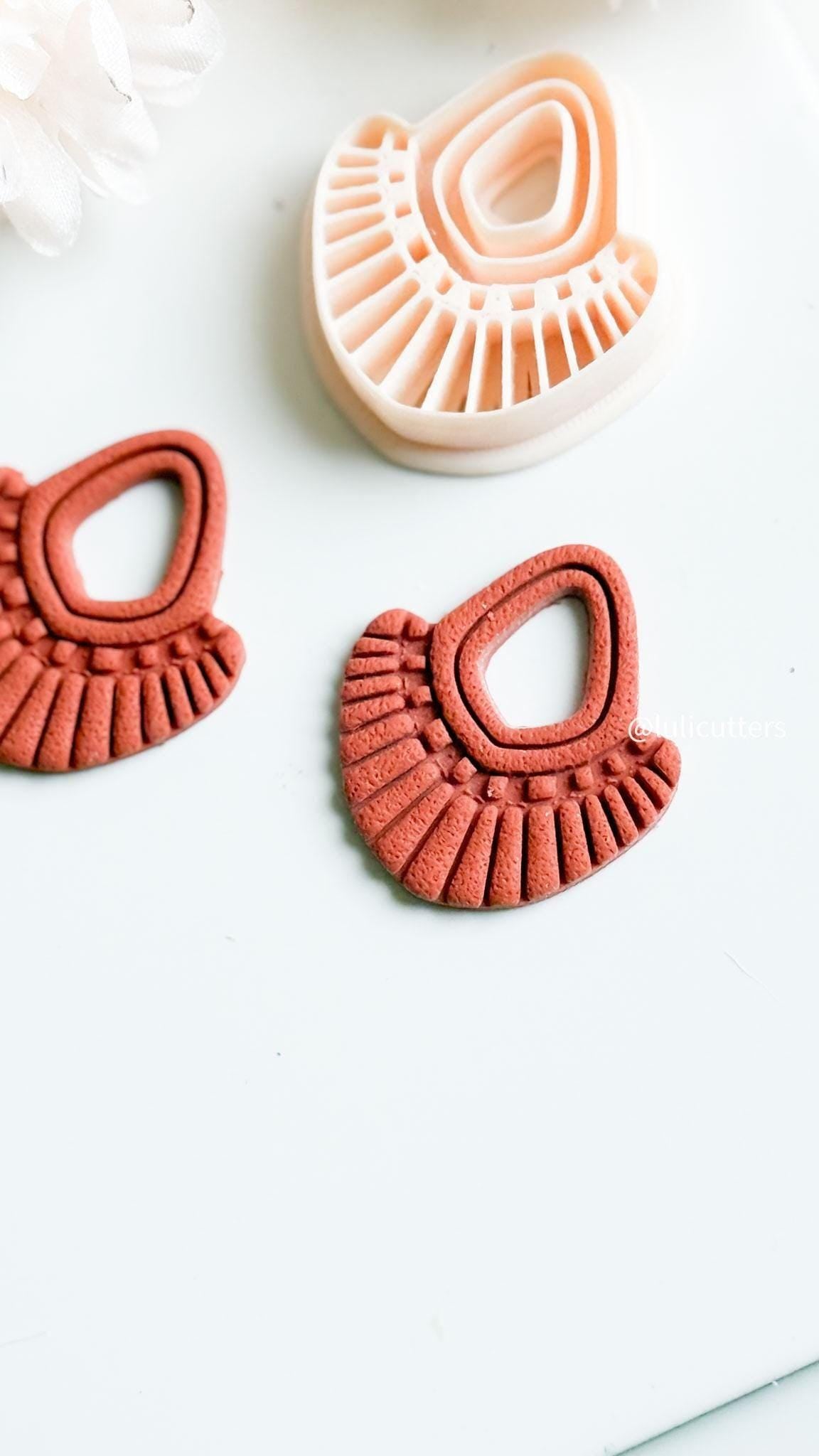 Boho Fan Cutter | Polymer Clay Earring Cutter with Imprint Details