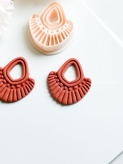 Boho Fan Cutter | Polymer Clay Earring Cutter with Imprint Details