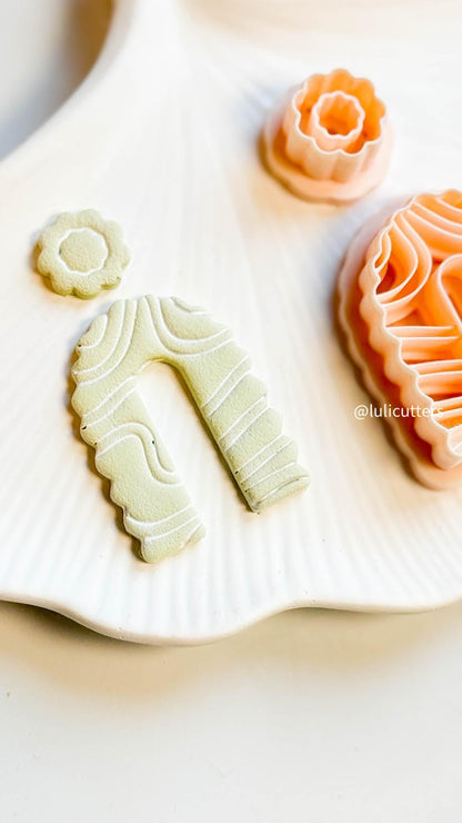 Wavy Arch Polymer Clay Earring Cutters: Floral Topper Set