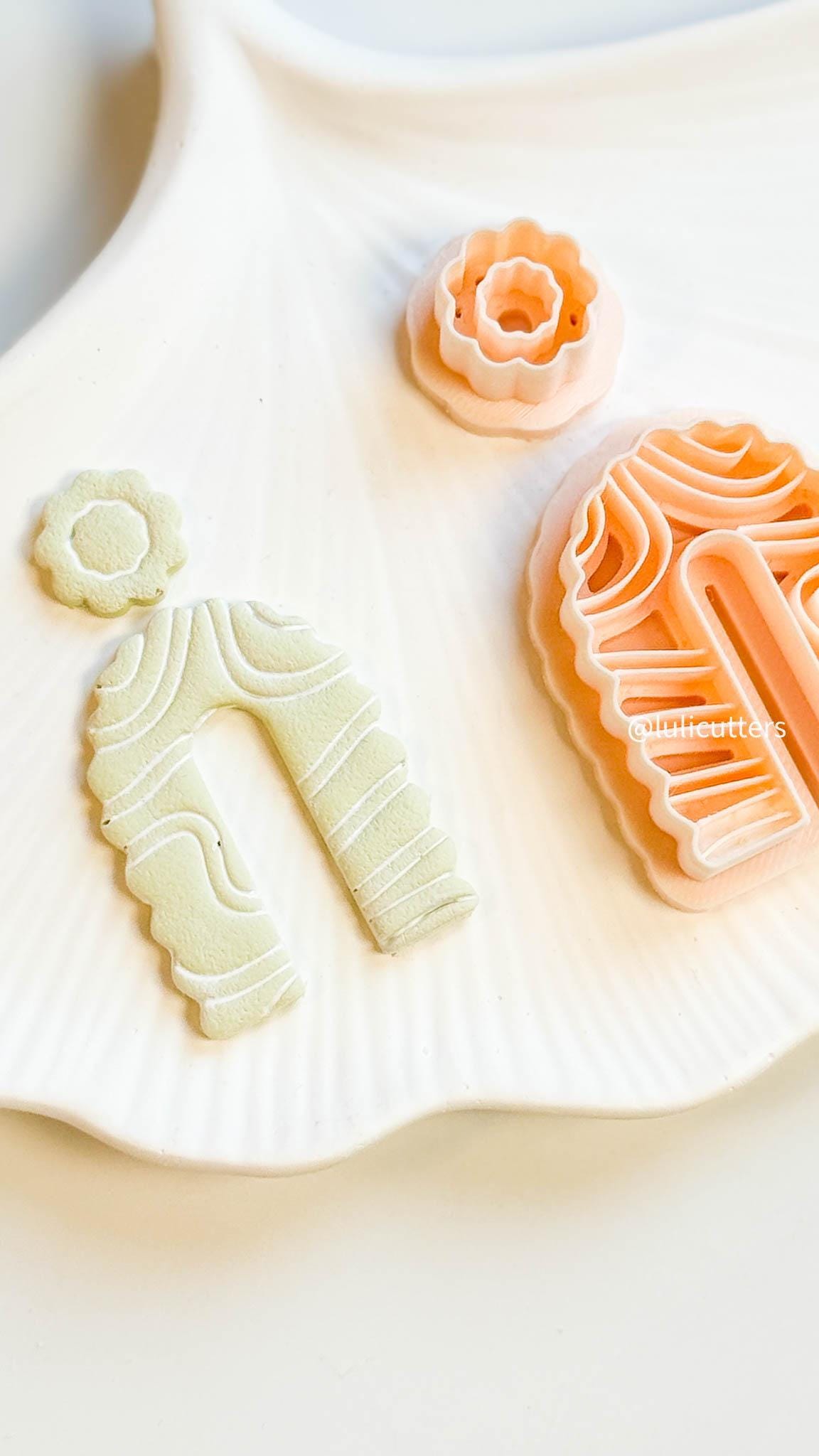 Wavy Arch Polymer Clay Earring Cutters: Floral Topper Set