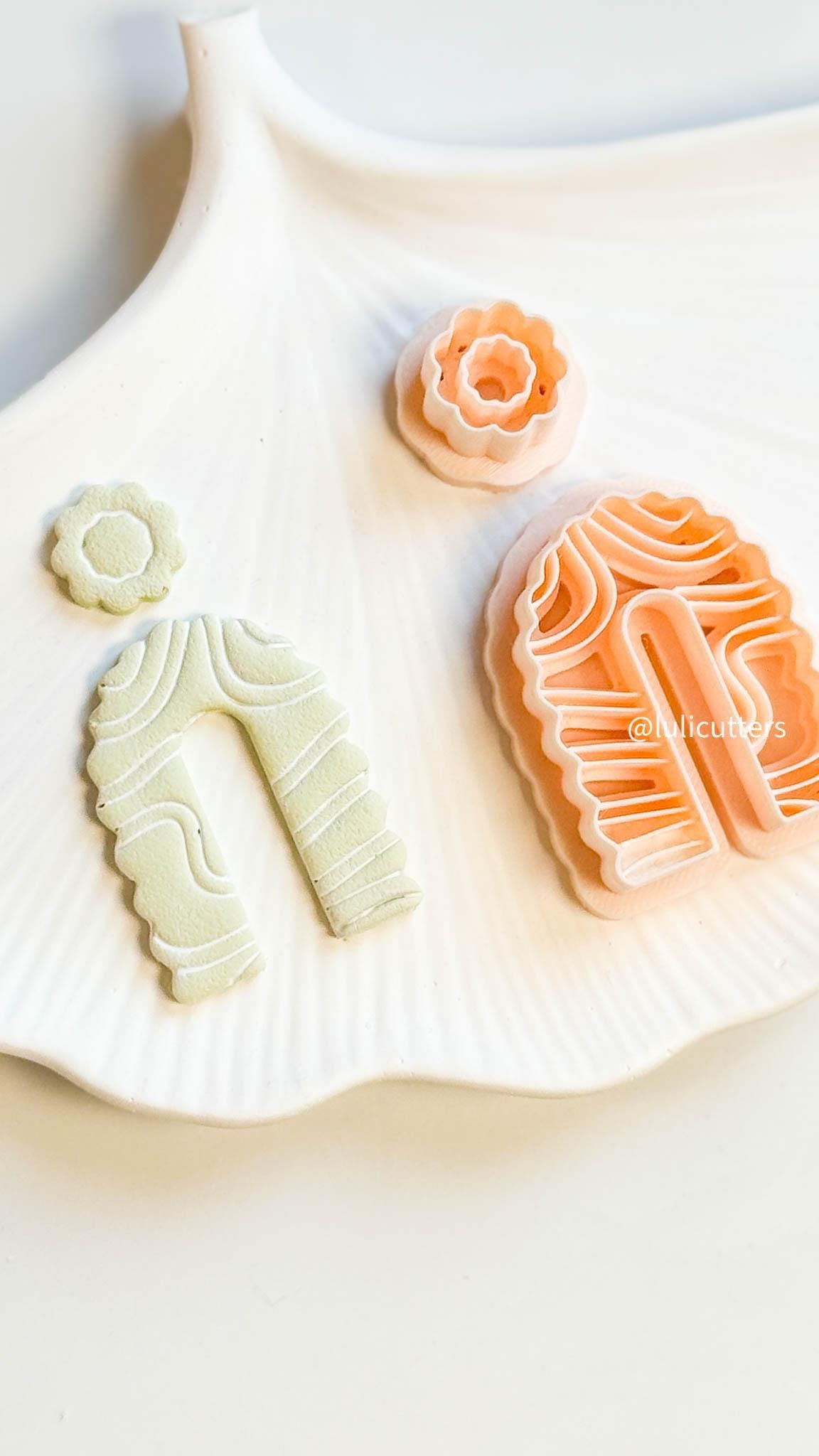 Wavy Arch Polymer Clay Earring Cutters: Floral Topper Set