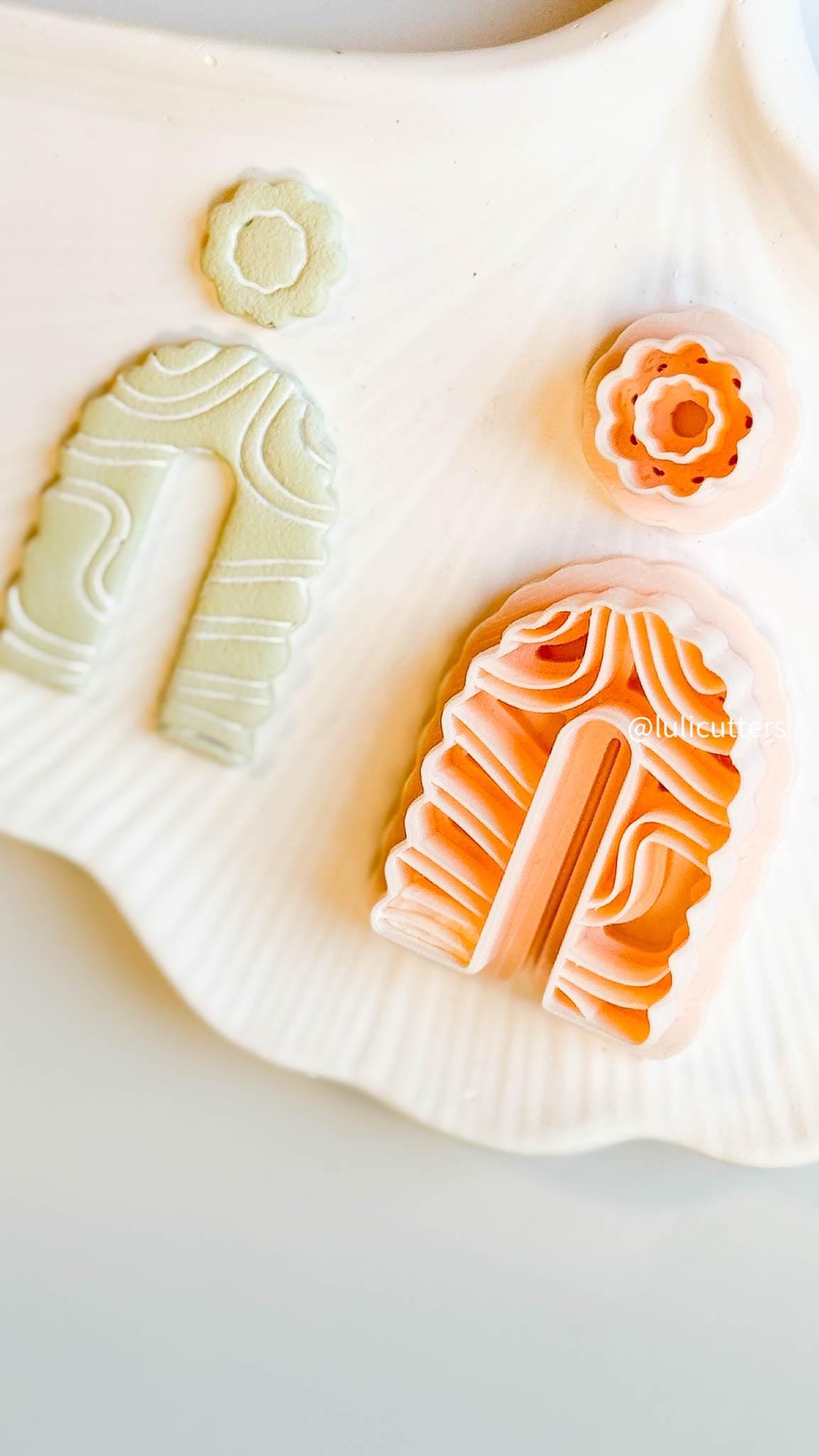 Wavy Arch Polymer Clay Earring Cutters: Floral Topper Set