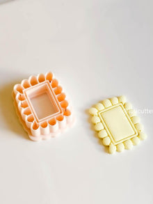 Scalloped Rectangle Clay Earring Cutter Bold Frame Style with Built-In Inner Border