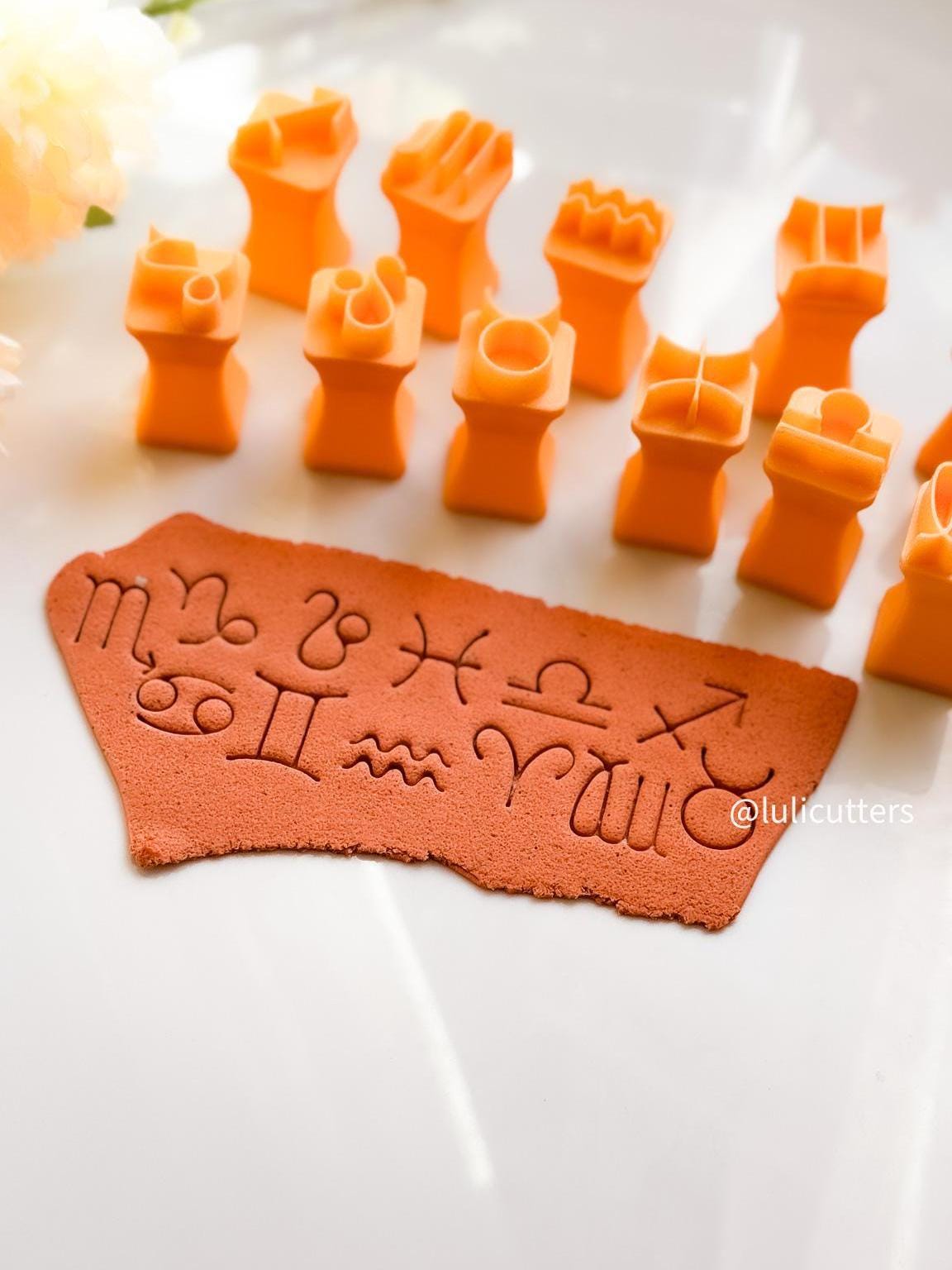 Zodiac Symbol Polymer Clay Cutter Set Astrology Sign Imprint Stamps 10-35mm Size Options