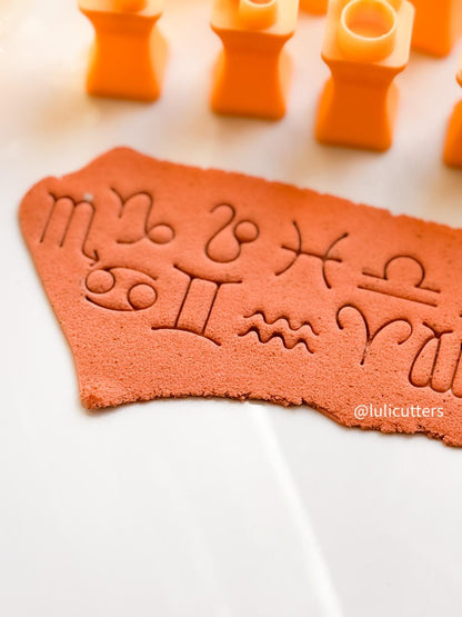 Zodiac Symbol Polymer Clay Cutter Set Astrology Sign Imprint Stamps 10-35mm Size Options