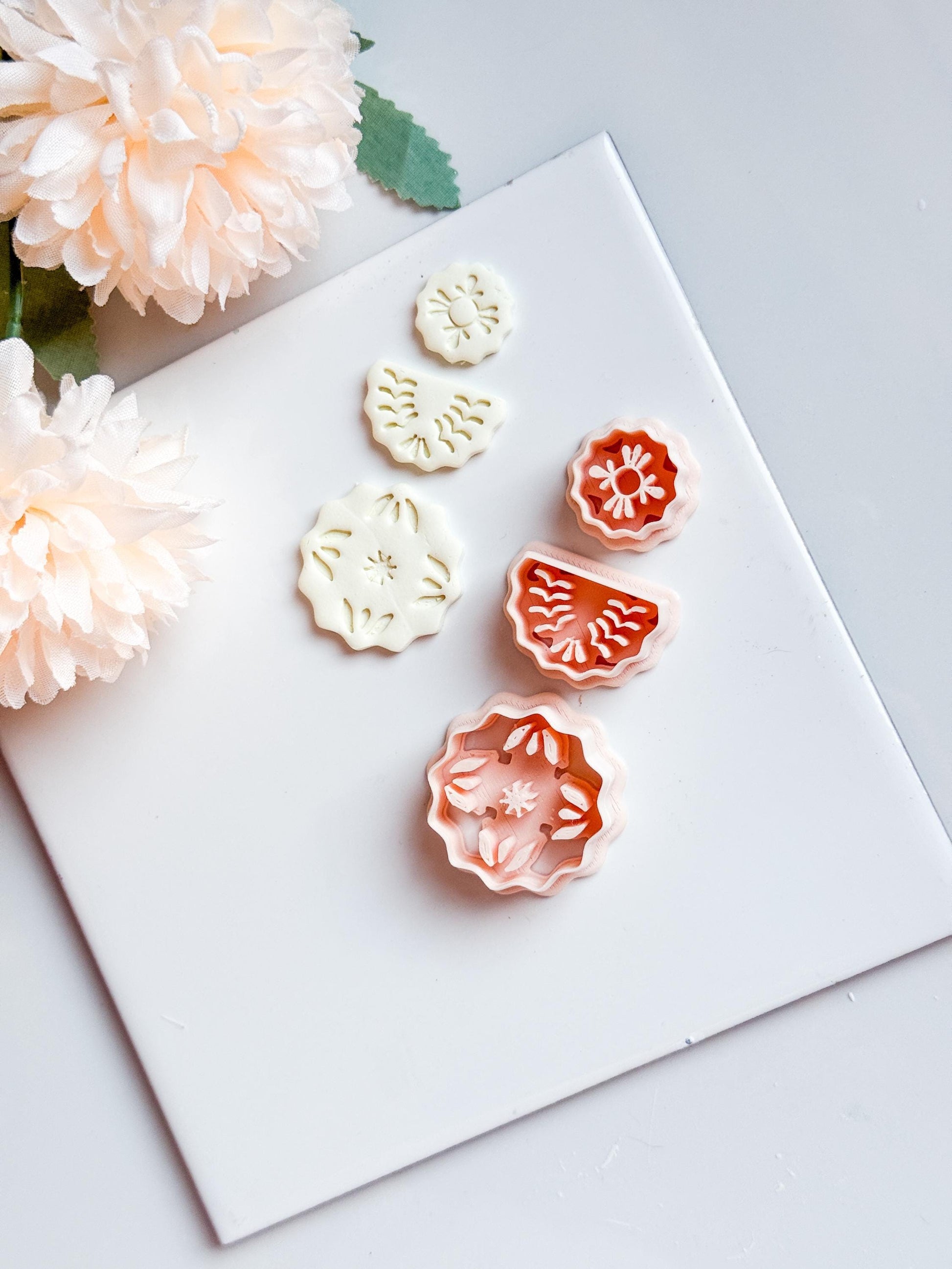 Floral Layered Medallion Cutter Botanical Polymer Clay Mold for Tiered Earrings, Charms & Jewelry Designs