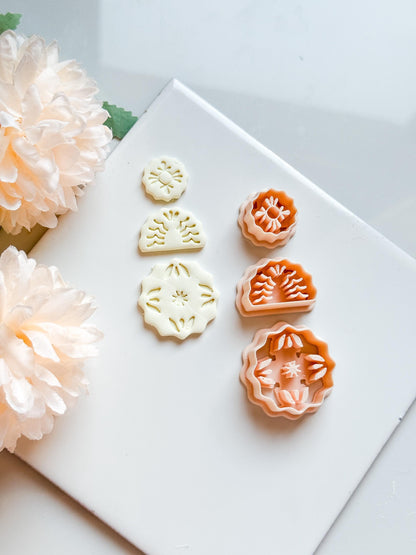 Floral Layered Medallion Cutter Botanical Polymer Clay Mold for Tiered Earrings, Charms & Jewelry Designs