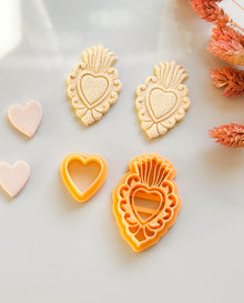 Sacred Heart Ex Voto Milagro Polymer Clay Cutter Flaming Heart Earring Tool