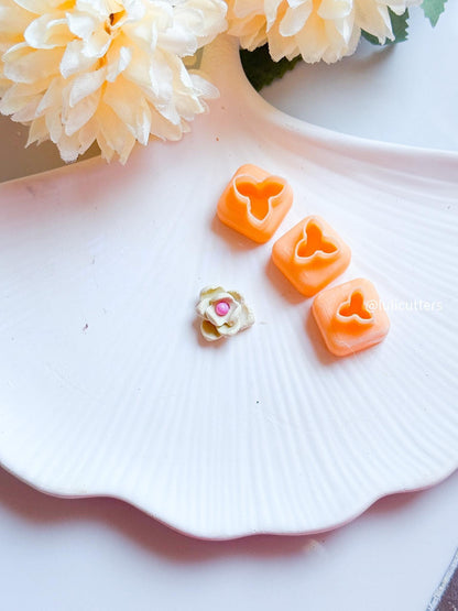 Micro 3-Petal Flower Clay Cutter Set: Mini Floral Stud & Charm Tool