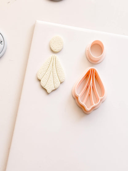 Fan Petal Polymer Clay Earring Cutters: Circle Stud, Scalloped Drop