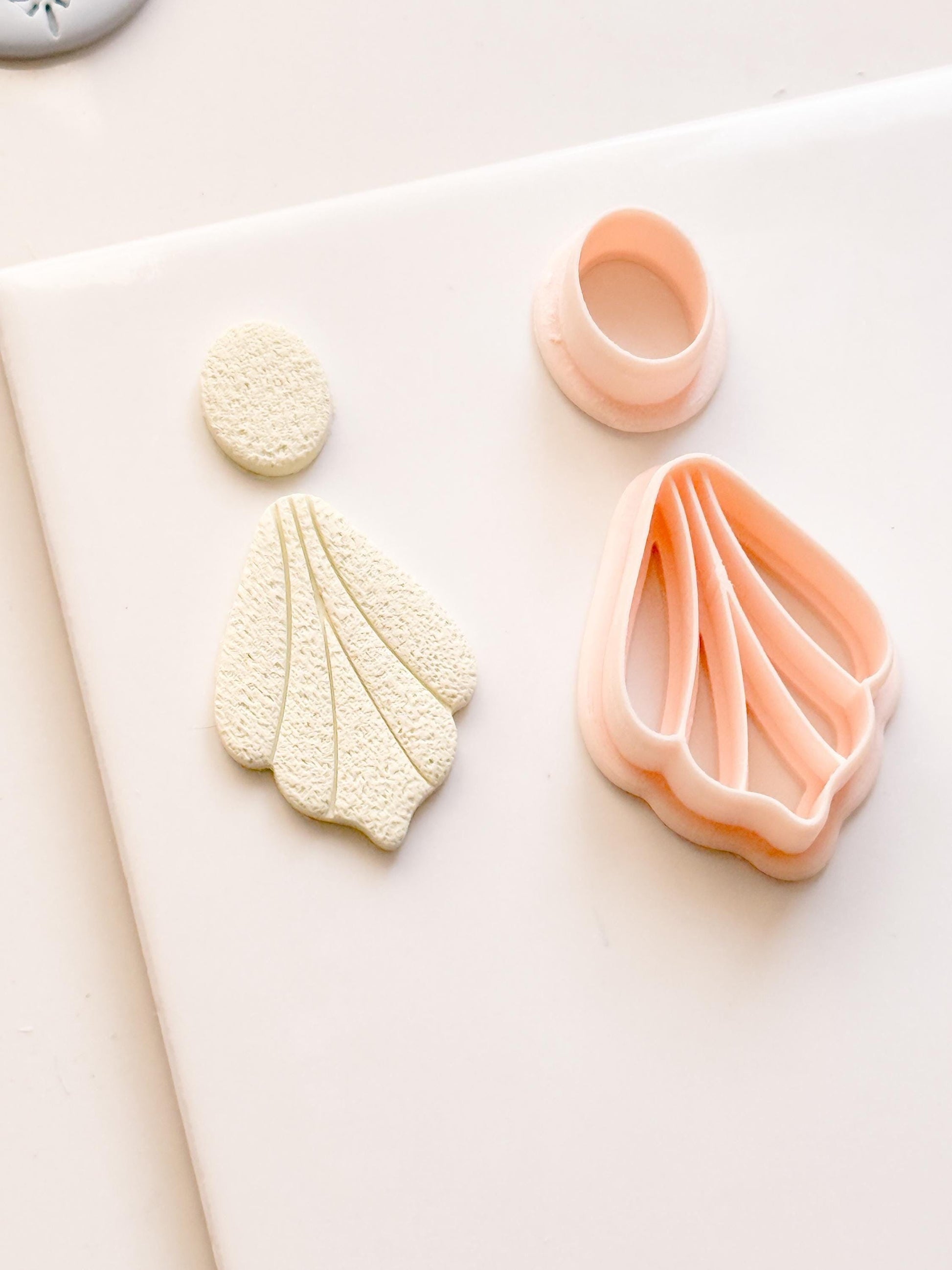 Fan Petal Polymer Clay Earring Cutters: Circle Stud, Scalloped Drop